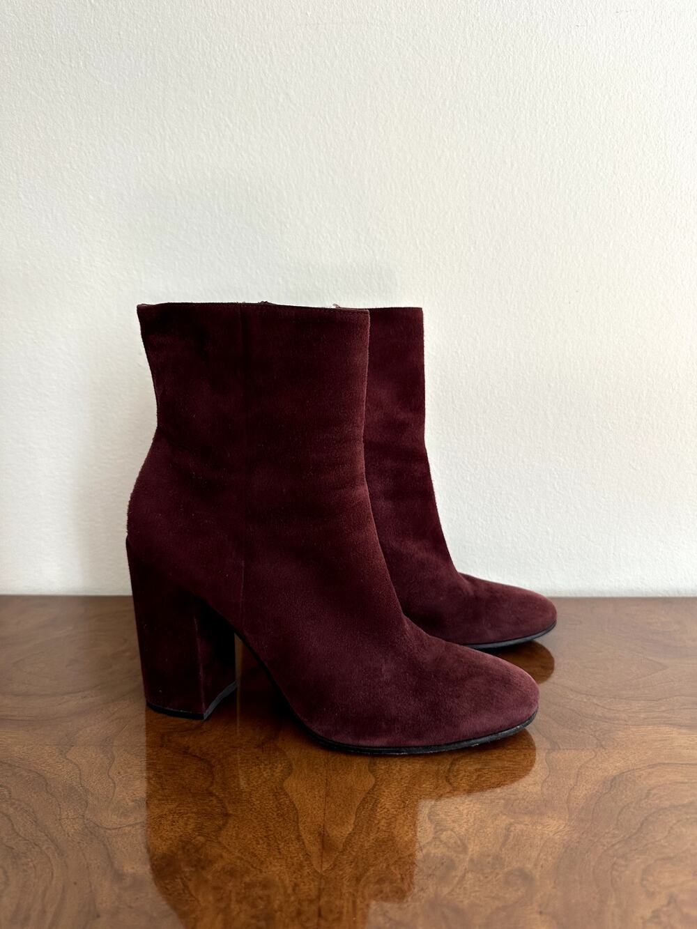Gianvito Rossi Bordeaux Suede Ankle Boots, Size 39.5